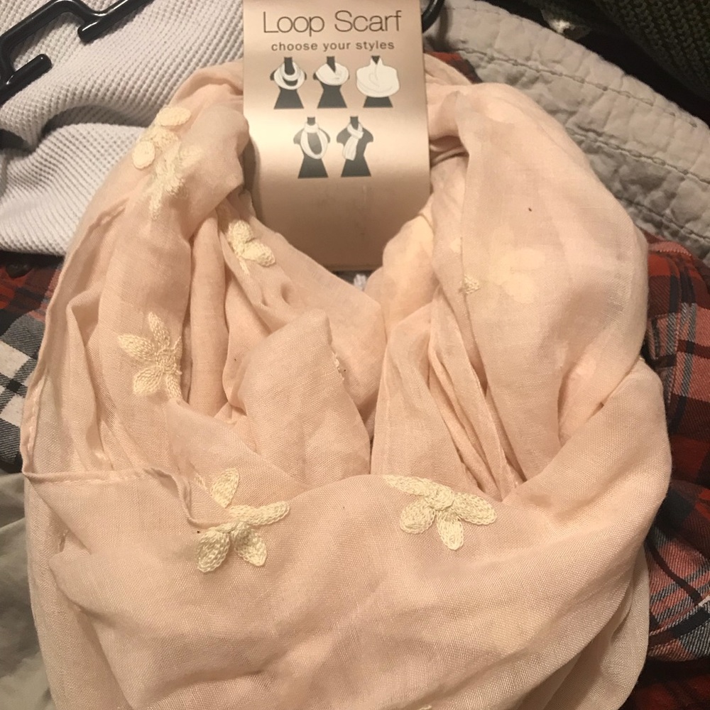 Light Pink Flowered Loop Scarf